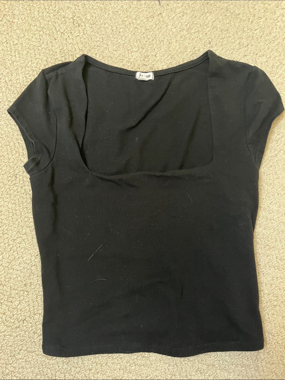 Garage Black Short-Sleeve Square Neck Tee